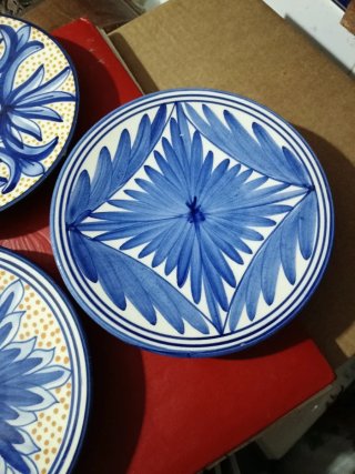 Lote 3 Platitos Cerámica Decorativos Azul