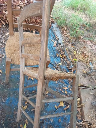 2 sedie vintage paglia e legno