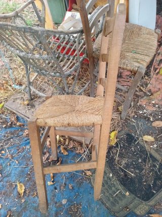 2 sedie vintage paglia e legno