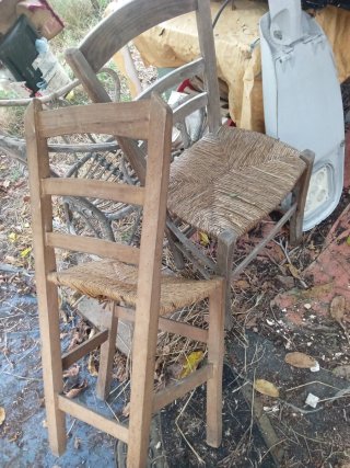 2 sedie vintage paglia e legno