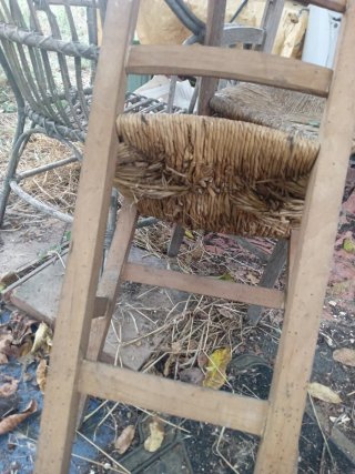 2 sedie vintage paglia e legno