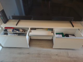Mueble TV y altillo blanco