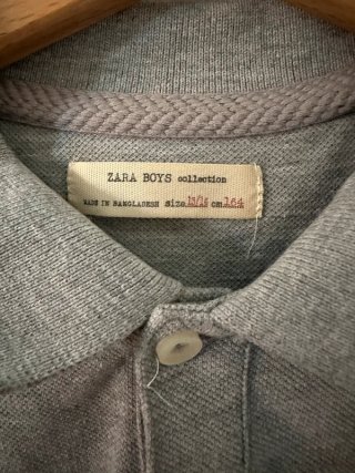 Polo Zara Boys gris manga larga