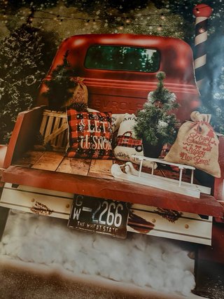 Fondo Fotografía Navidad Camión Rojo Lona PVC