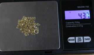 Cadena de oro de 18k. Peso: 4.37 gr.