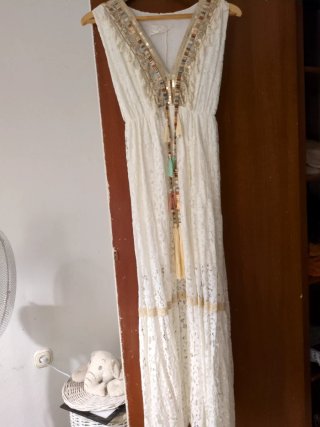 Vestido blanco boho talla única
