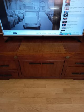 Mueble TV estilo oriental. Madera de teca y bambú