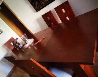 Mesa extensible fresno macizo + 6 sillas | 210 cm