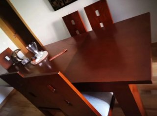 Mesa extensible fresno macizo + 6 sillas | 210 cm