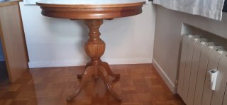 Mesa camilla redonda madera nogal