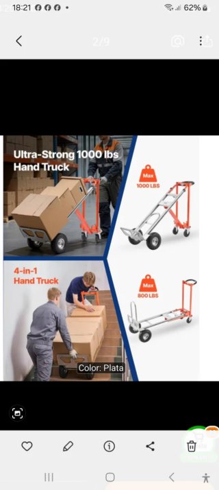 Carretilla SUBE ESCALERAS VEVOR CARGA 453 Kg