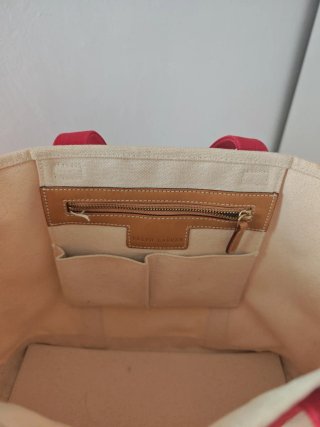 Bolso Tote Ralph Lauren Beige y Rojo