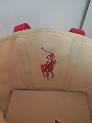 Bolso Tote Ralph Lauren Beige y Rojo