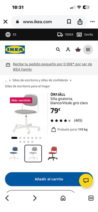 Silla giratoria infantil gris y blanca