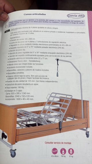 Cama articulada eléctrica García 1880