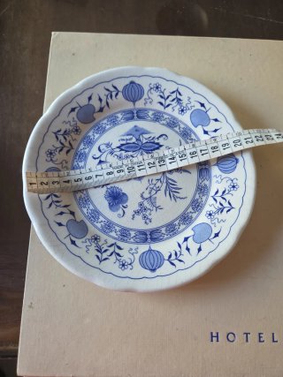 Plato postre cerámica azul y blanco
