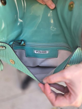 Bolso de mano Pinko italiano verde azulado