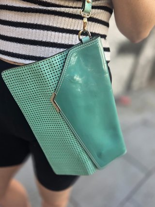 Bolso de mano Pinko italiano verde azulado