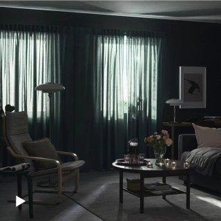 4 Cortinas Ikea Hannalena Verde Azul + Ganchos