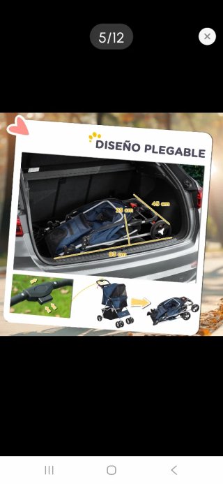 Cochecito para perro azul