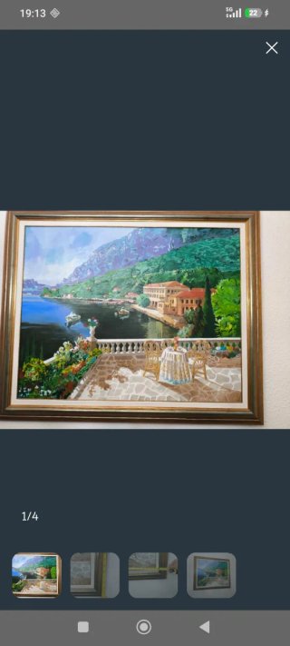 Cuadro paisaje con marco de madera