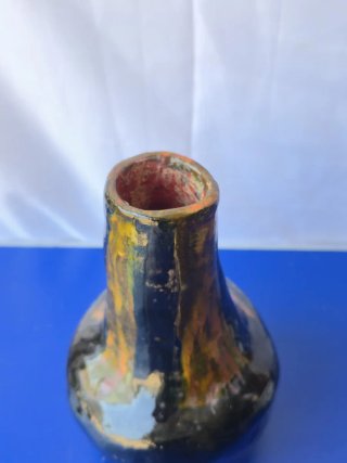 Vaso ceramica artistica vintage nero/arancio