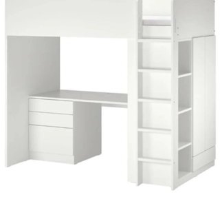 Cama alta IKEA con escritorio y armario