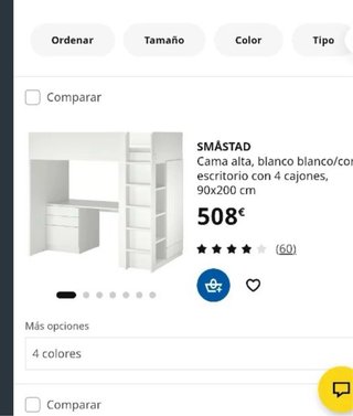 Cama alta IKEA con escritorio y armario