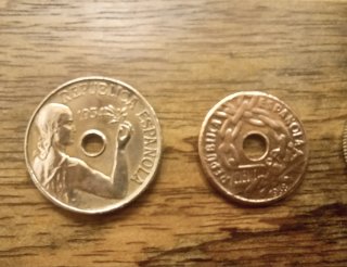 Lote monedas Republica, 25 ct, 1 pta. 1934, 1937,