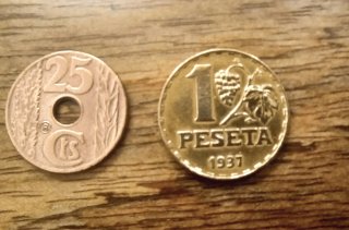 Lote monedas Republica, 25 ct, 1 pta. 1934, 1937,