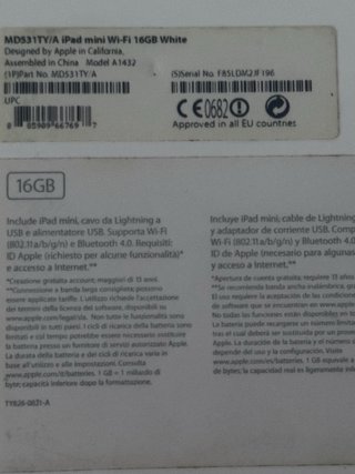 Apple iPad Mini Plata/Blanco