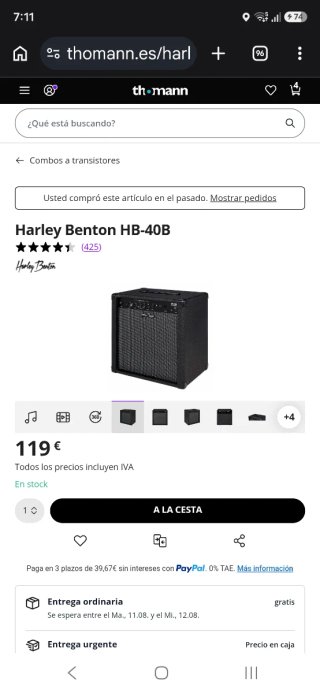 Amplificador Bajo Harley Benton HB-40B