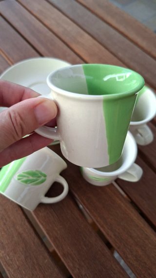 Juego café hoja verde cerámica