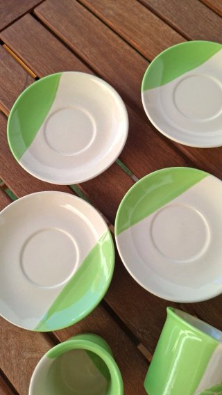 Juego café hoja verde cerámica