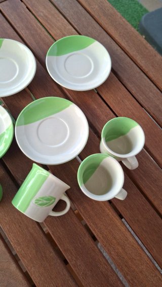 Juego café hoja verde cerámica
