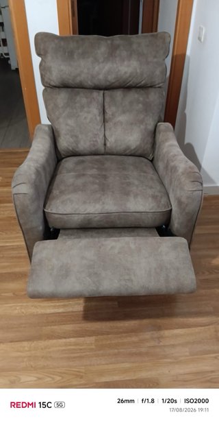 Sillón individual tela marron / gris (2 en juego)