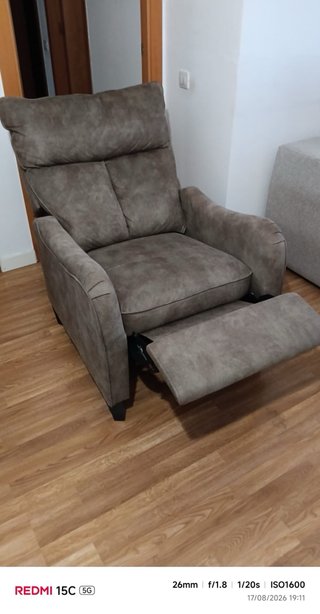Sillón individual tela marron / gris (2 en juego)