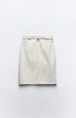 Falda midi Zara blanca con cinturon