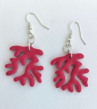 Pendientes Coral Arcilla Polimérica Rojos