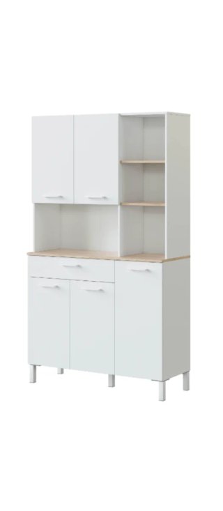 Mueble de cocina blanco y madera