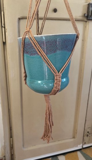 Portavasos macramè in legno e cotone