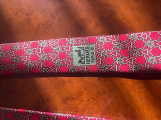 Corbata Hermès Paris Roja Seda Vintage Años 90