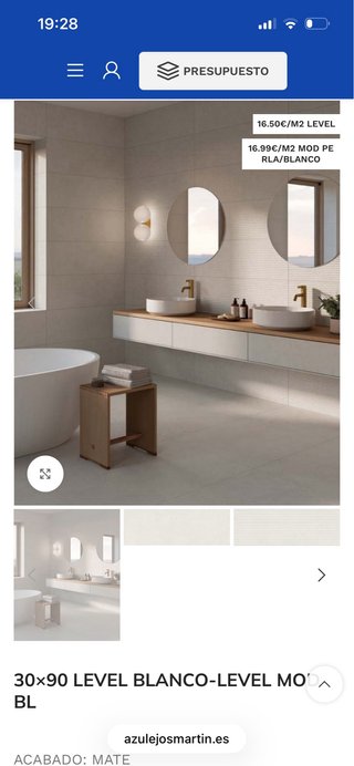 Baldosas de baño LEVEL lisas y onduladas 30x90