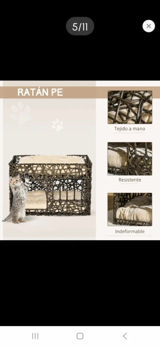 Cesta ratán para gatos/perros