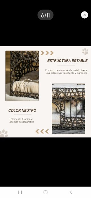 Cesta ratán para gatos/perros
