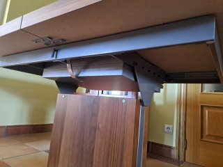 Mesa extensible madera nogal diseño + 4 sillas
