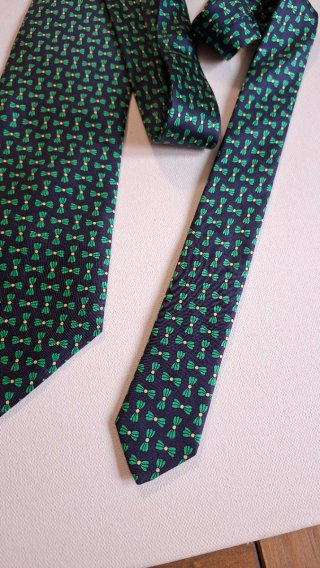 Corbata de seda azul y verde con estampado
