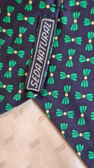 Corbata de seda azul y verde con estampado