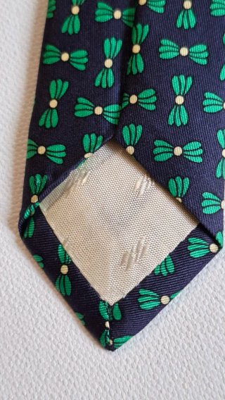 Corbata de seda azul y verde con estampado