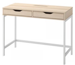 Escritorio Ikea Madera y Metal Blanco
